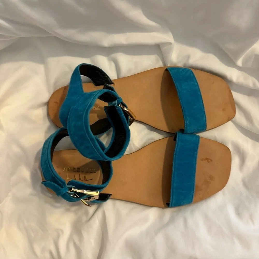 EUC Nicole Miller Atelier Suede Ankle Strap Sandals